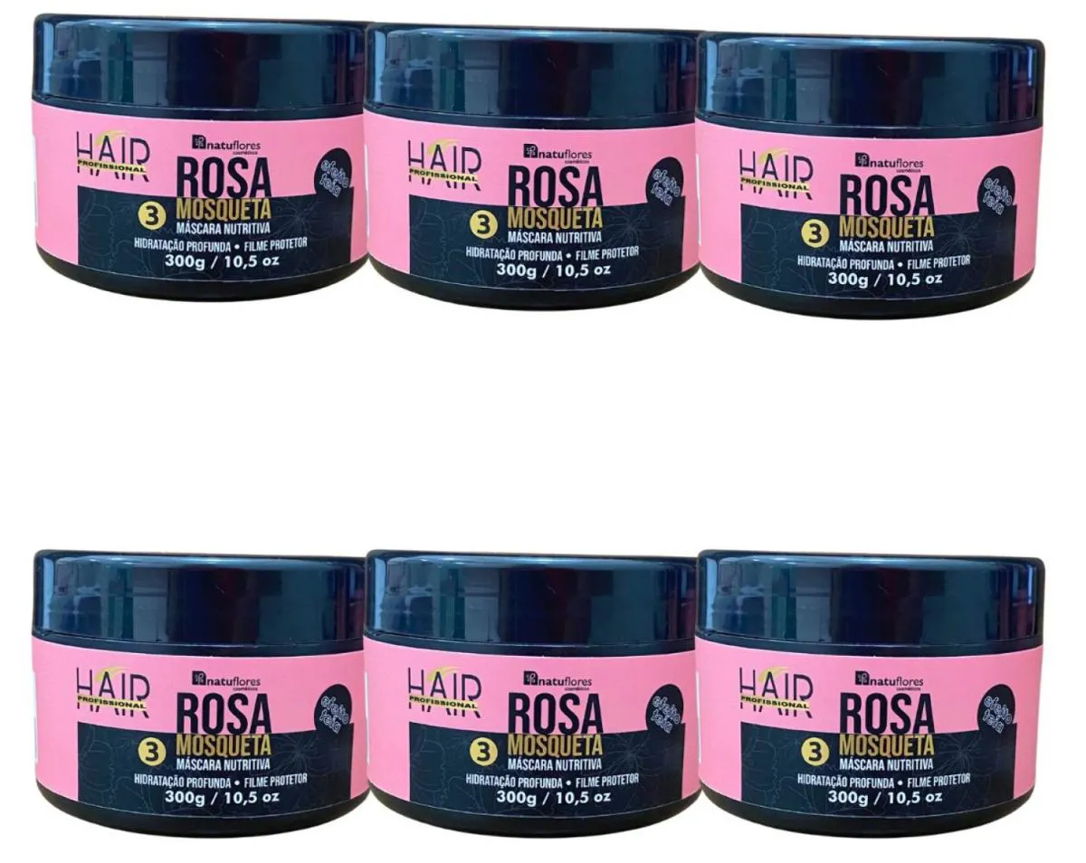 MASCARA NUTRITIVA EFEITO TEIA ROSA MOSQUETA 300GR NATUFLORES KIT 6UND
