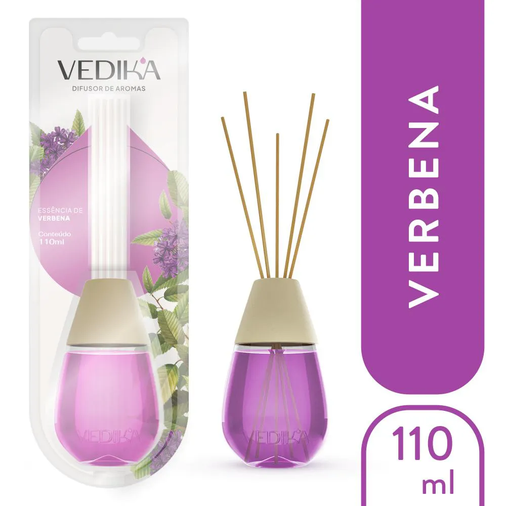 DIFUSOR DE AROMAS VEDIKA COM VARETAS - VERBENA 110ML