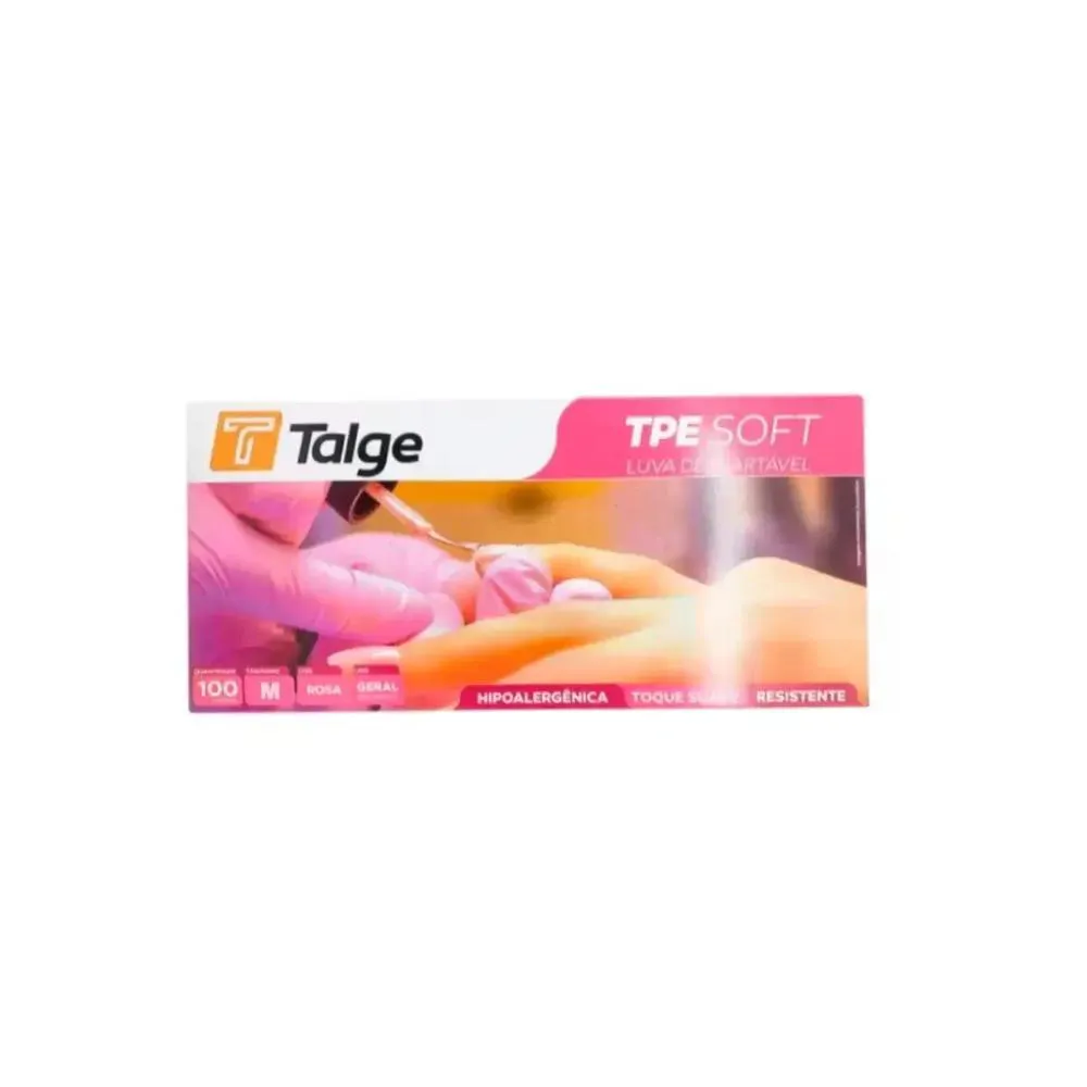 LUVA DESCARTáVEL TPE SOFT M ROSA TALGE