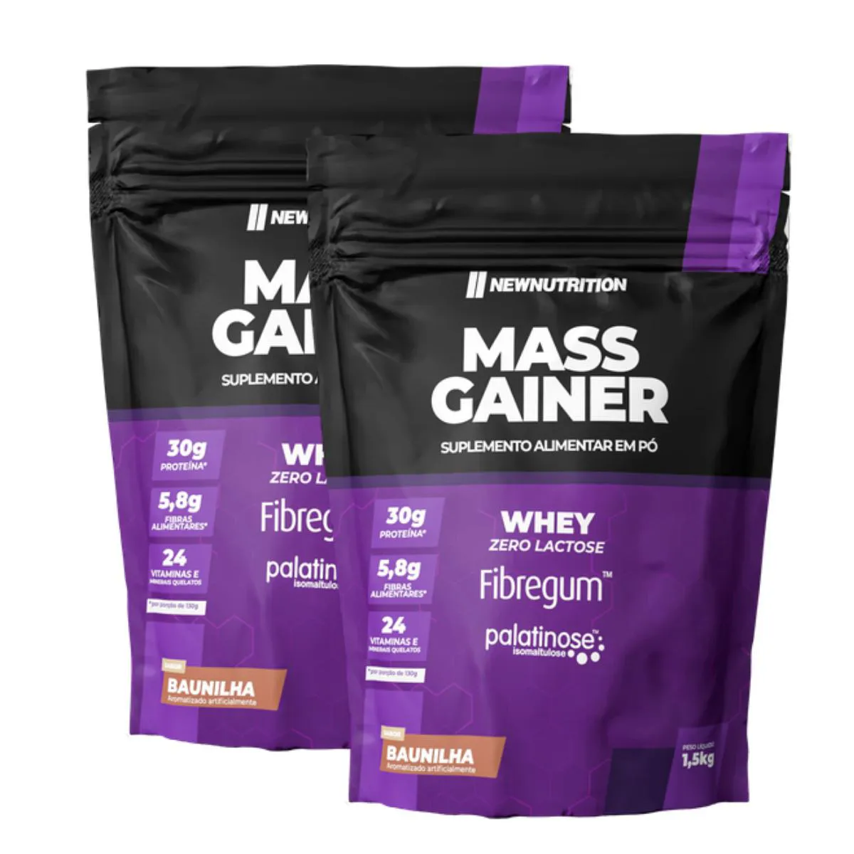 2X HIPERCALóRICO MASS GAINER BAUNILHA NEW NUTRITION 1,5KG