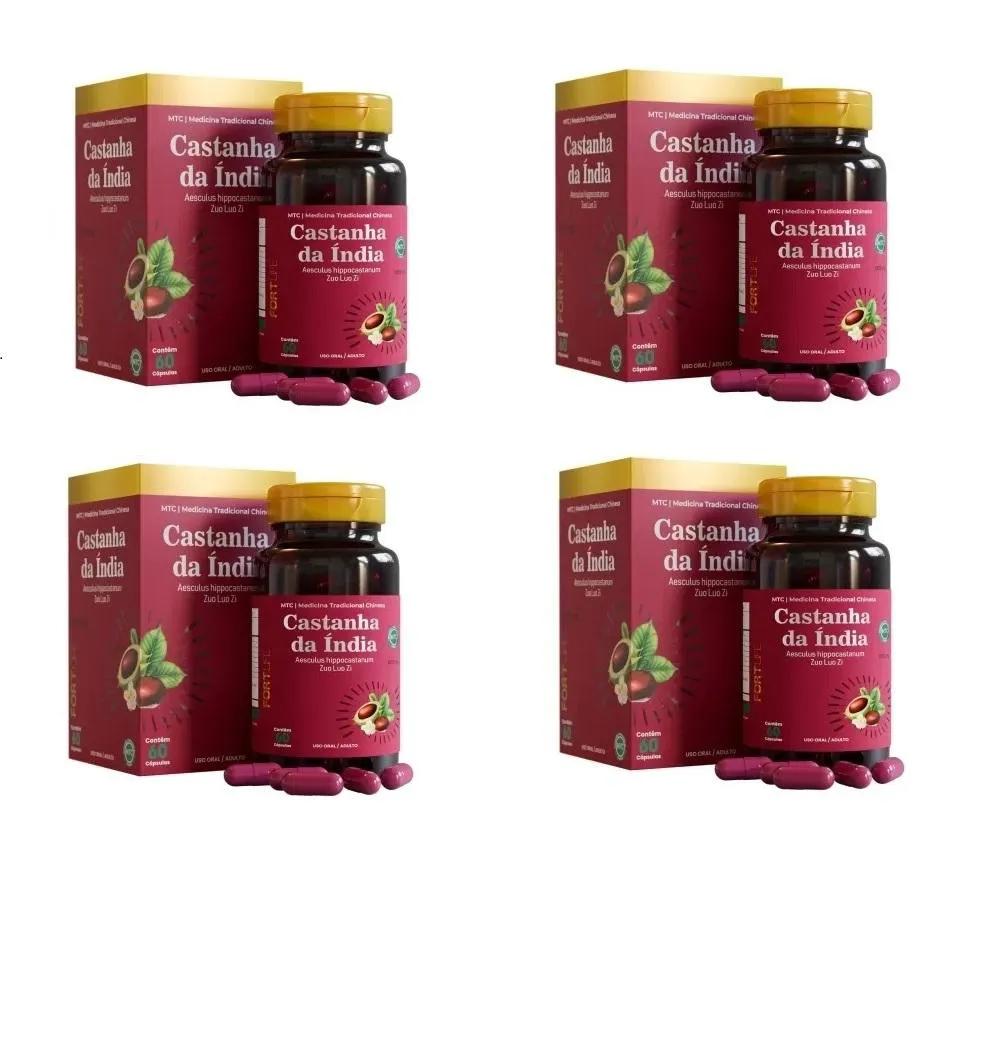 KIT CASTANHA DA INDIA C/4 CXS, 60 CAPSULAS CADA 500 MG