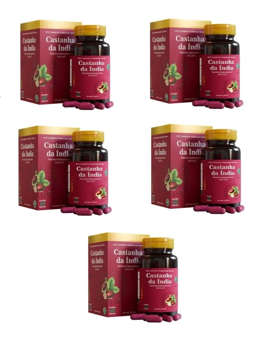 KIT CASTANHA DA INDIA C/5 CXS, 60 CAPSULAS CADA