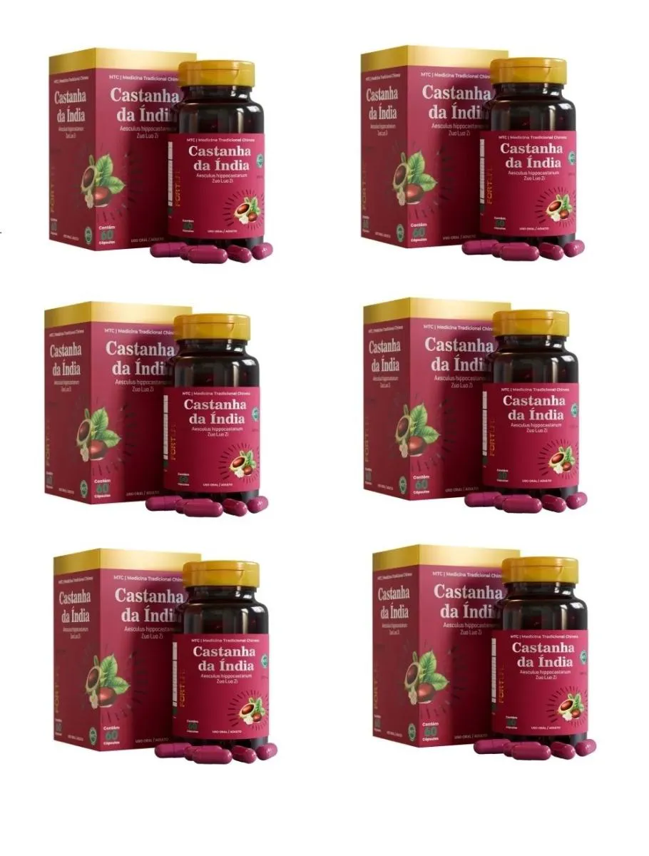 KIT C/6 CASTANHAS DA INDIA, 60 CAPSULAS CADA