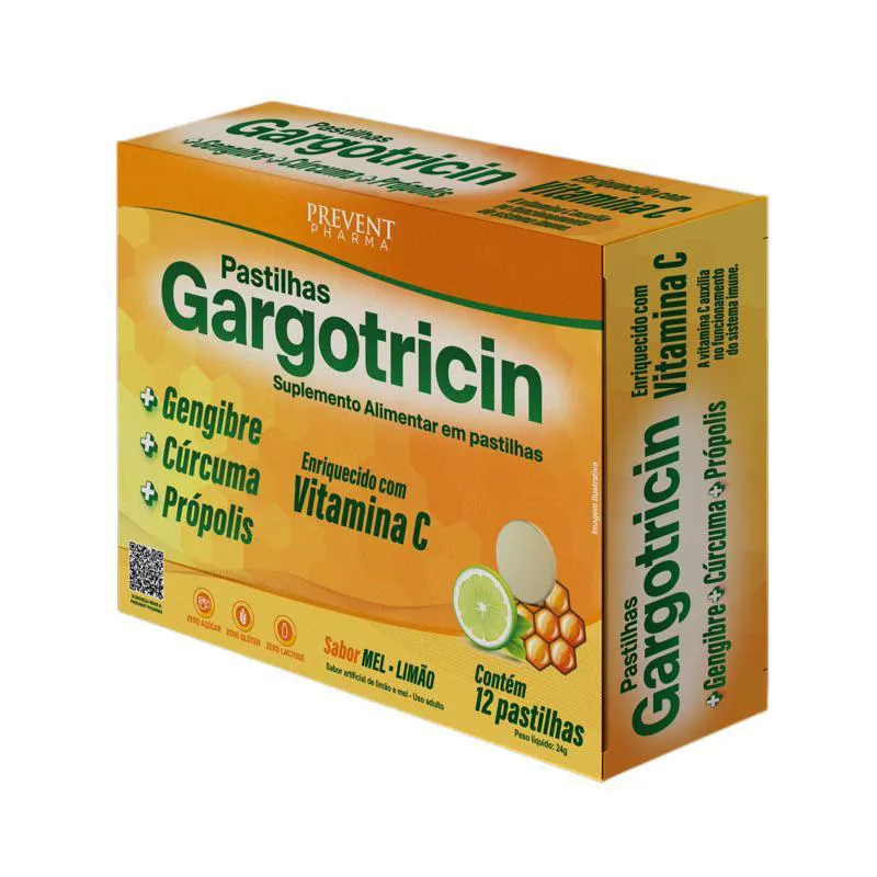 GARGOTRICIN MEL E LIMãO 12 PASTILHAS- PREVENT PHARMA