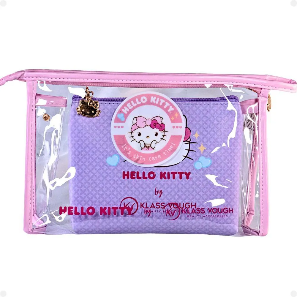 KIT HELLO KITTY BY KLASS VOUGH: 1 NECESSAIRE TRANSPARENTE E 1 ESTAMPADA KCHK-03L