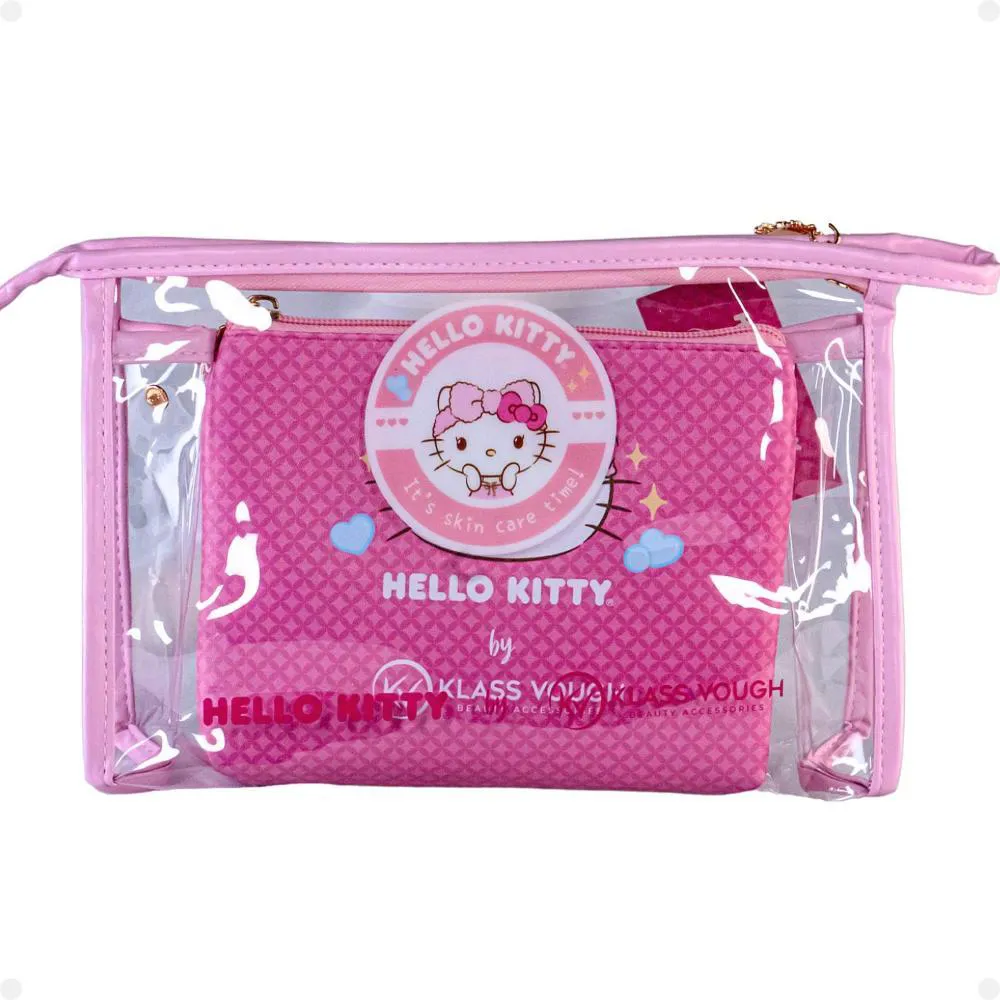 KIT HELLO KITTY BY KLASS VOUGH: 1 NECESSAIRE TRANSPARENTE E 1 ESTAMPADA KCHK-03P