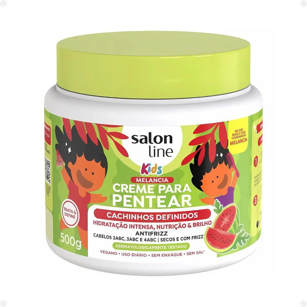 CREME PARA PENTEAR SALON LINE KIDS CACHINHOS DEFINIDOS MELANCIA 500G