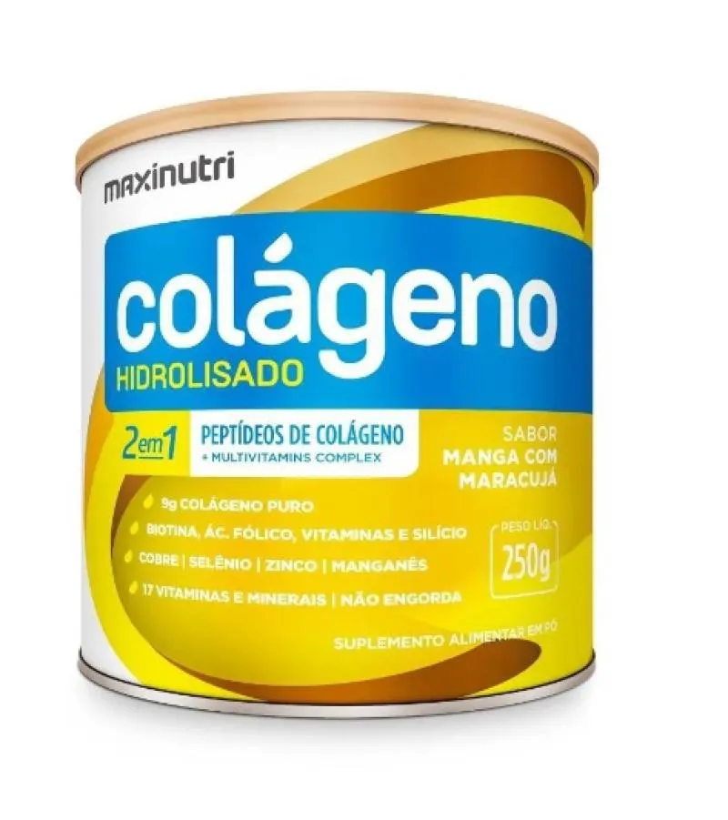 COLáGENO HIDROLISADO 2 EM 1 MANGA COM MARACUJá MAXINUTRI 250G