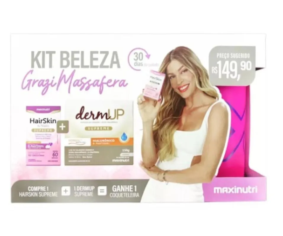 KIT BELEZA GRAZI MASSAFERA HAIRSKIN + DERM UP + COQUETELEIRA