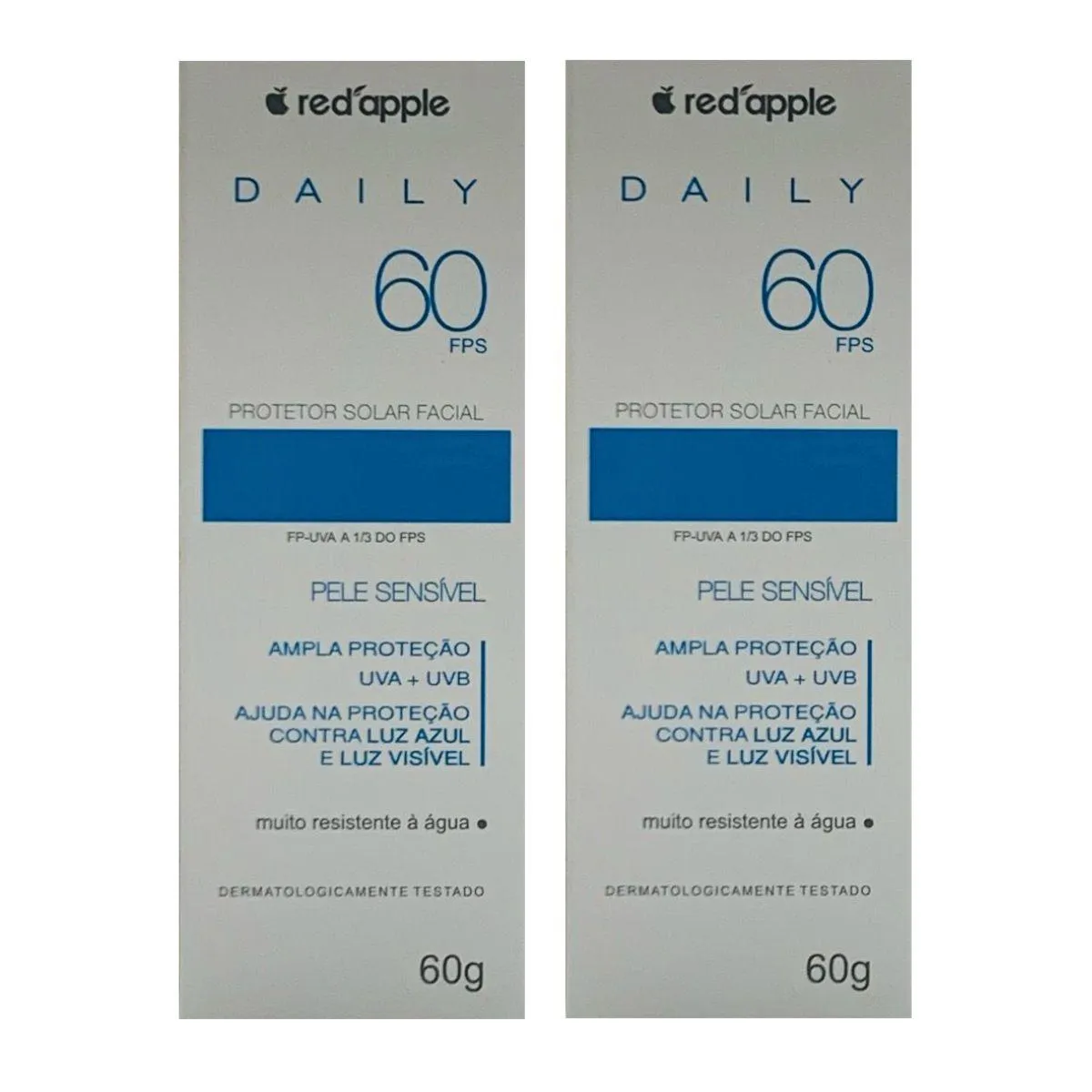 2 CAIXA RED APPLE FPS60 PROTEçãO FACIAL PARA USO DIáRIO 60G