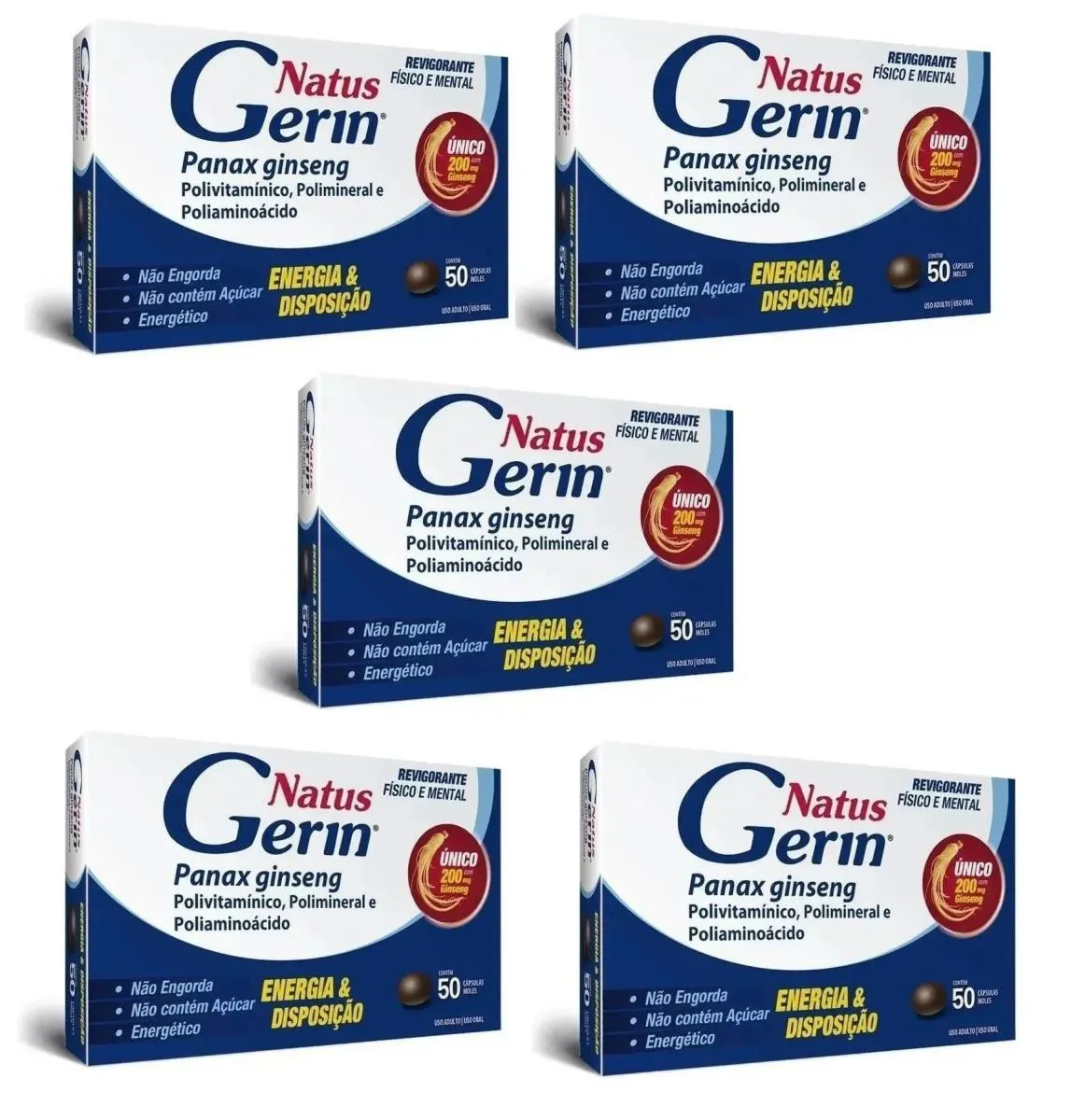 5 CAIXAS POLIVITAMíNICO NATUS GERIN 50 CáPSULAS