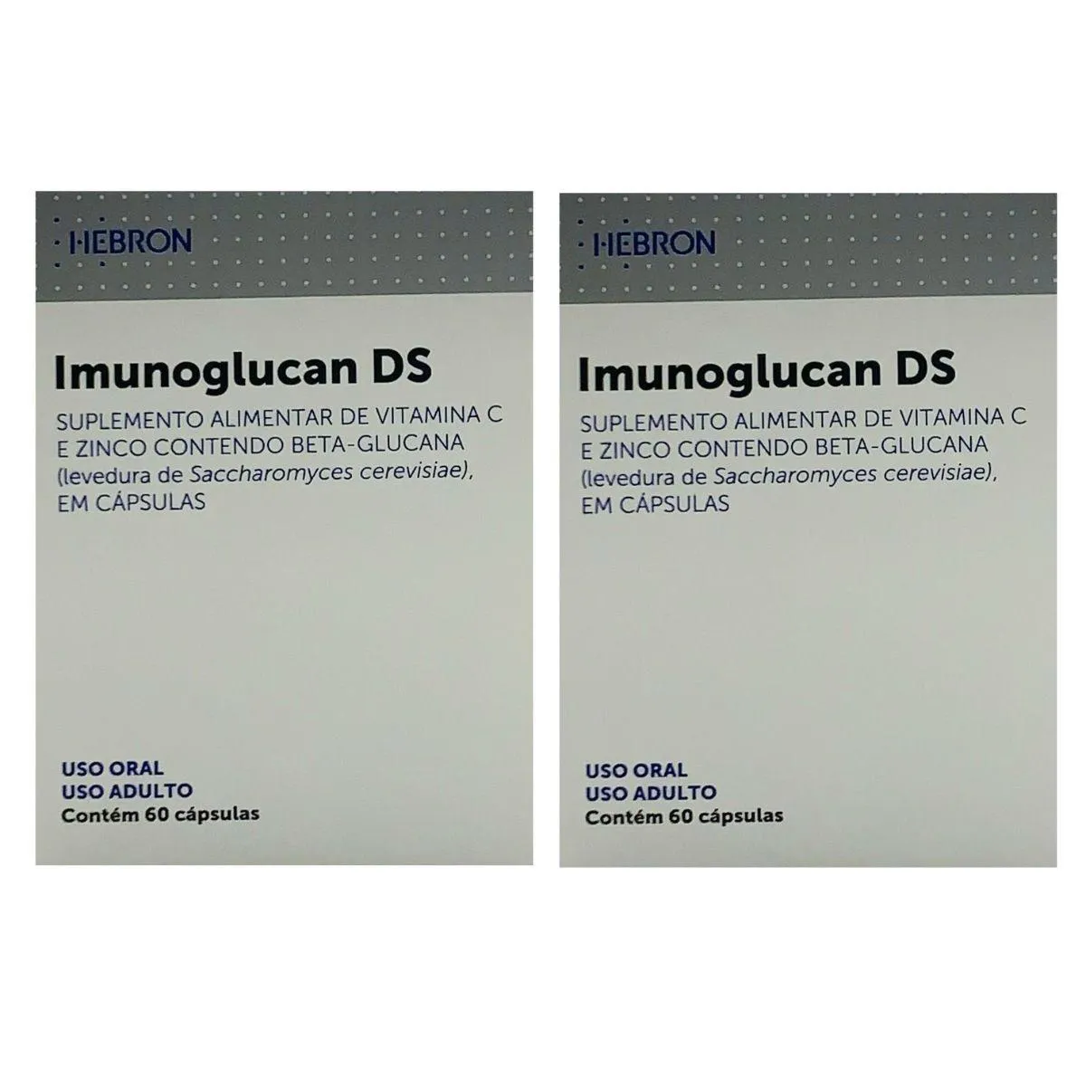 2 CAIXAS IMUNOGLUCAN DS VITAMINA C ZINCO E BETA GLUCANA 60 CáPSULAS