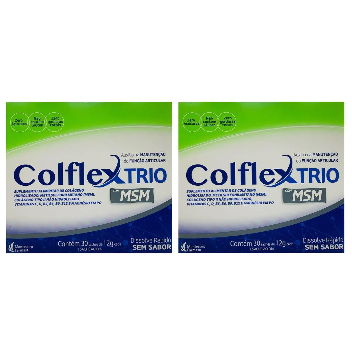 2 CAIXAS COLFLEX TRIO HIDROLISADO COM MSM 30 SACHêS SEM SABOR