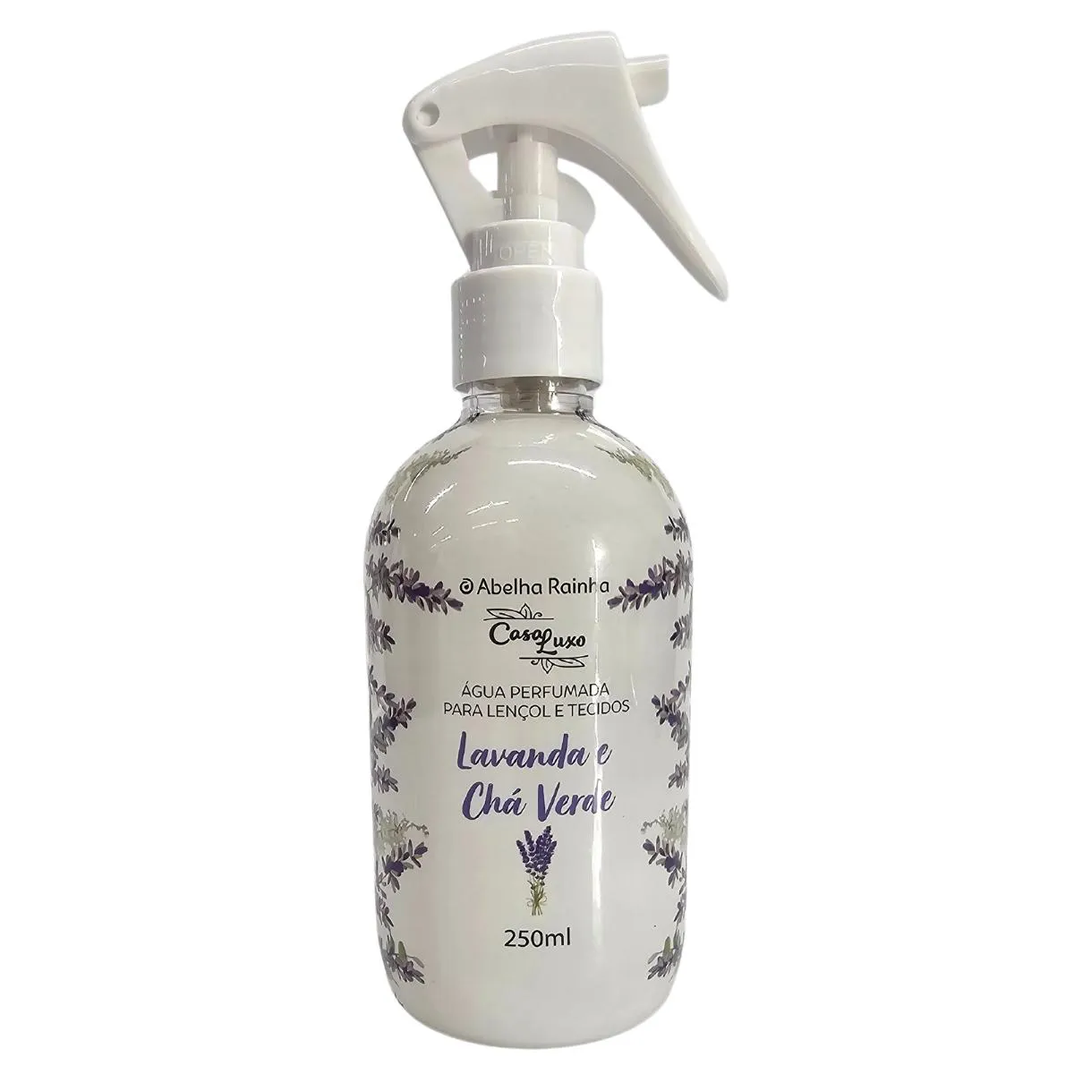 ÁGUA PERFUMADA PARA LENçOL E TECIDOS LAVANDA E CHá VERDE CASA LUXO ABELHA RAINHA 250ML