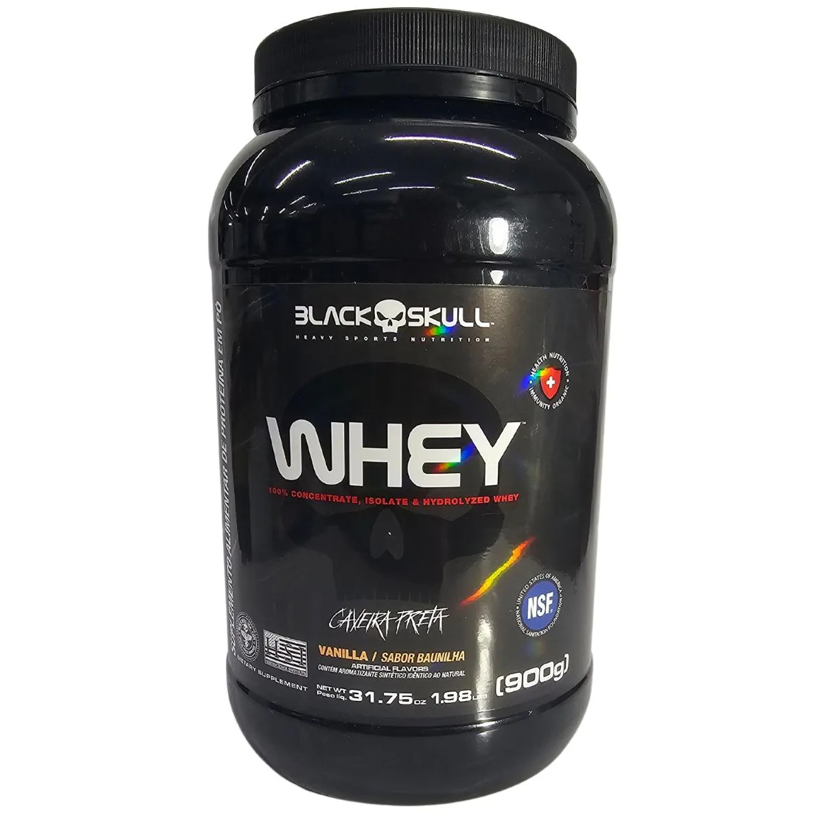 WHEY EM Pó SUPLEMENTO ALIMENTAR DE PROTEíNA SABOR BAUNILHA BLACK SKULL 900G