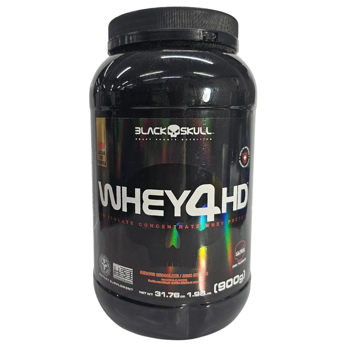 WHEY EM Pó COM LACTASE 4 HD SABOR CHOCOLATE BLACK SKULL 900G