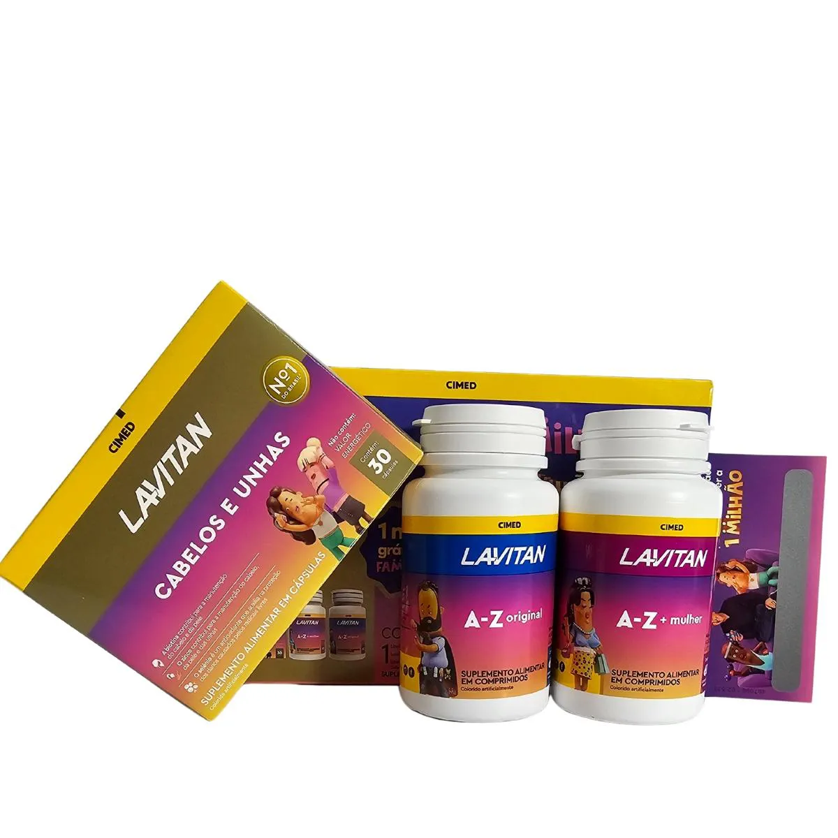 KIT FAMILHAO SUPLEMENTO ALIMENTAR A-Z ORIGINAL + A-Z + MULHER + CABELOS E UNHAS LAVITAN CIMED