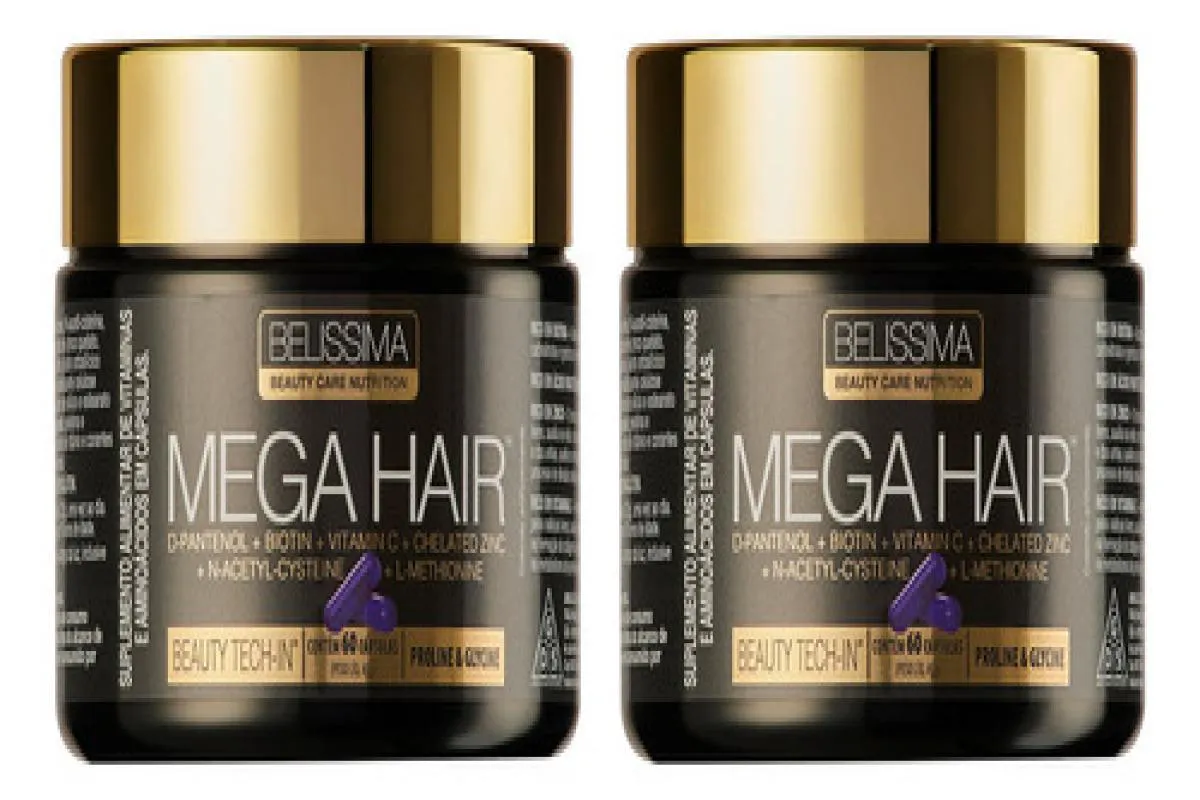KIT 2X MEGA HAIR BELíSSIMA BELíSSIMA SABOR SEM SABOR