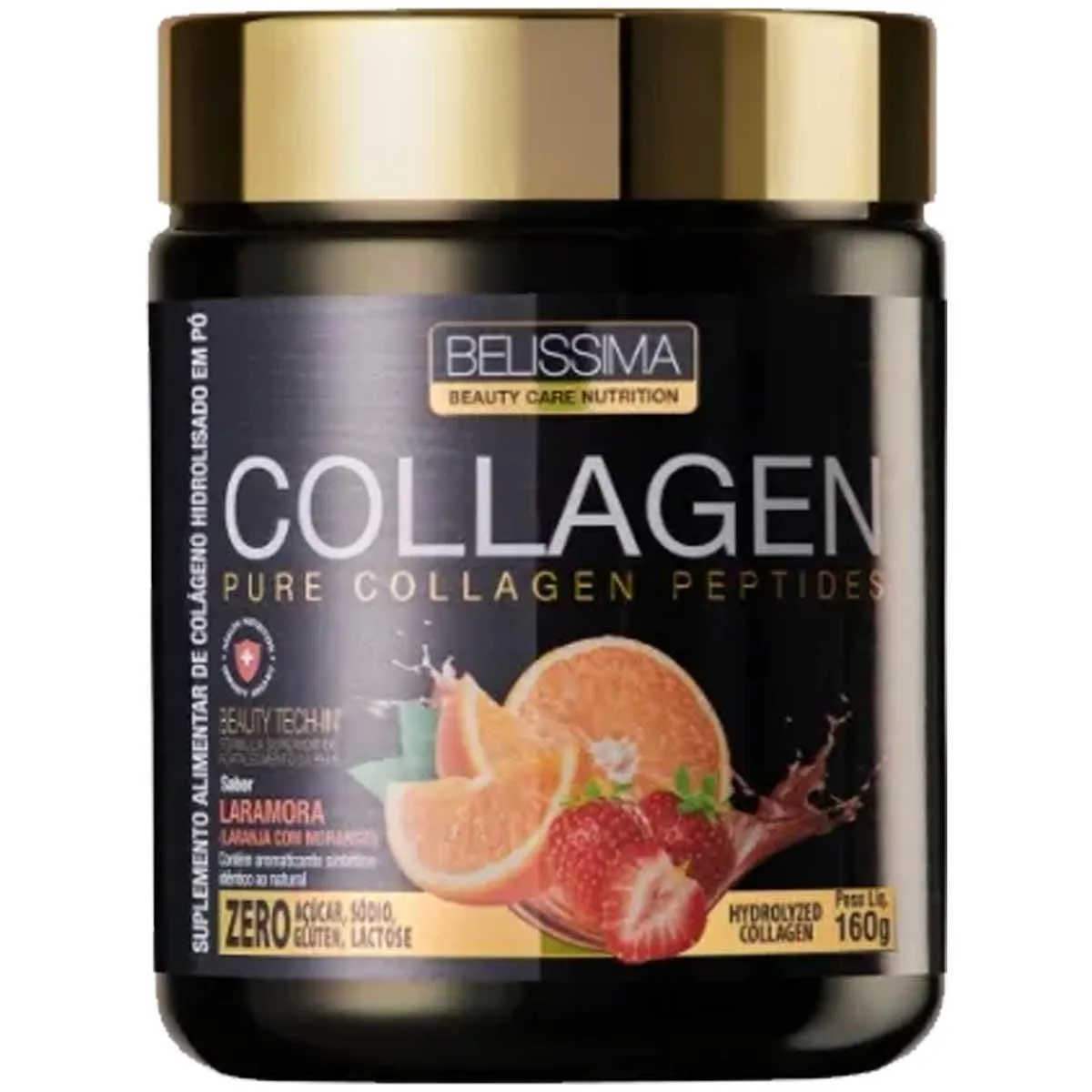 COLáGENO HIDROLISADO PEPTíDEOS PURO 160G LARANJA COM MORANGO