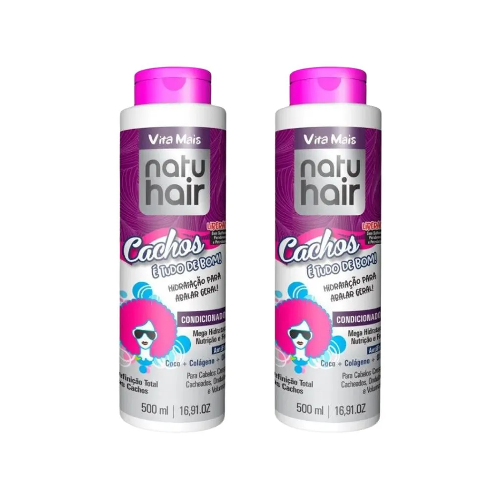 CONDICIONADOR NATUHAIR 500ML CACHOS E TUDO DE BOM-KIT C/ 2UN
