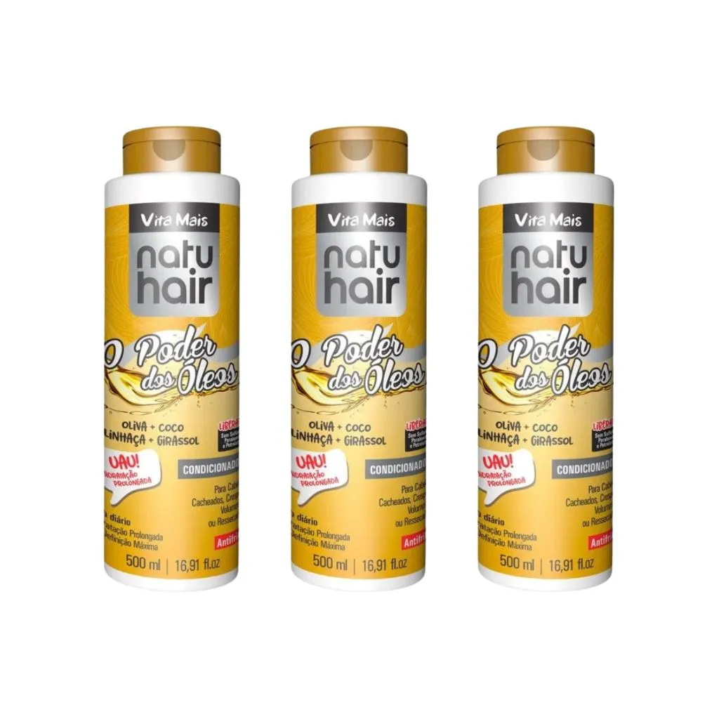 CONDICIONADOR NATUHAIR 500ML O PODER DOS OLEOS - KIT C/ 3UN