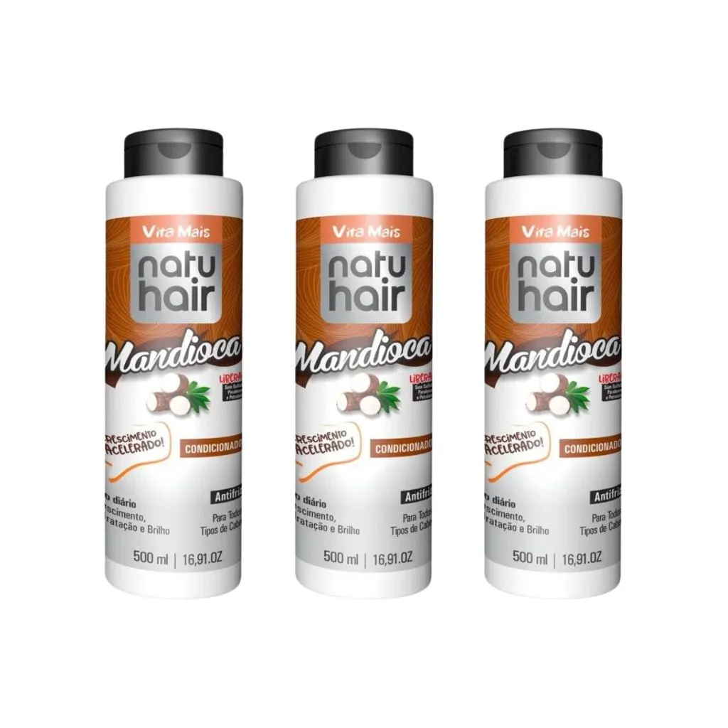 CONDICIONADOR NATUHAIR 500ML MANDIOCA - KIT C/ 3UN