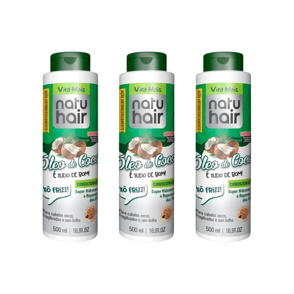 CONDICIONADOR NATUHAIR 500ML OLEO DE COCO - KIT C/ 3UN