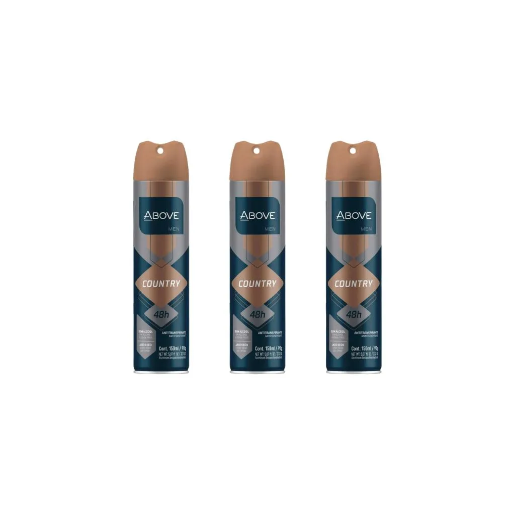 DESODORANTE AERO ABOVE 150 ML MASC ANTI COUNTRY-KIT3UN