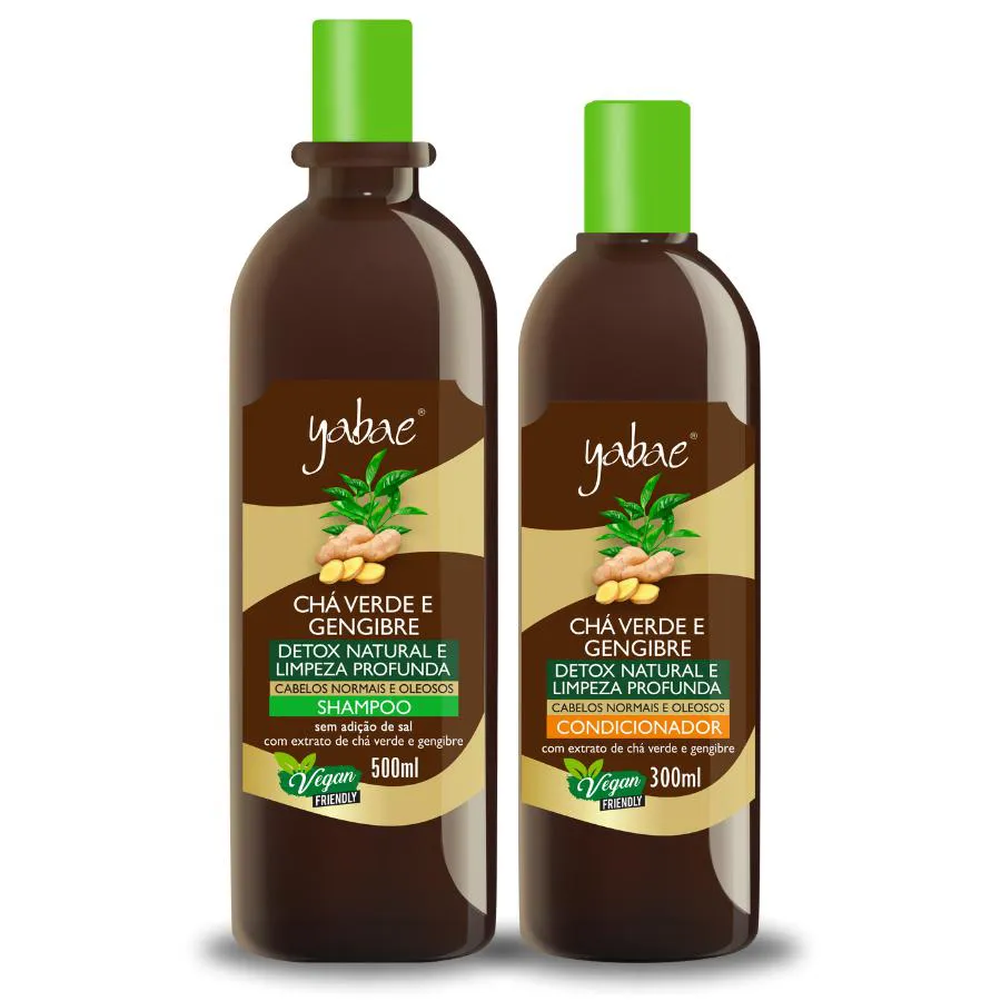 KIT SHAMPOO E CONDICIONADOR CHá VERDE E GENGIBRE – SHAMPOO 500ML E CONDICIONADOR 300ML