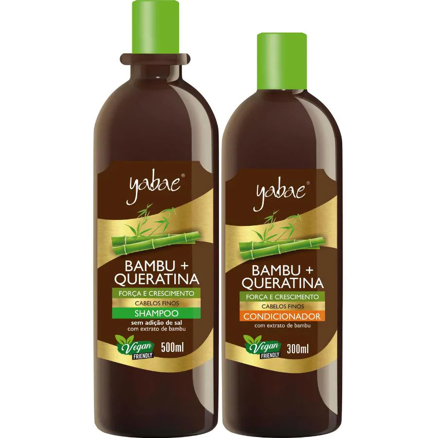 SHAMPOO E CONDICIONADOR BAMBU E QUERATINA - 500ML/300ML YABAE VEGANO