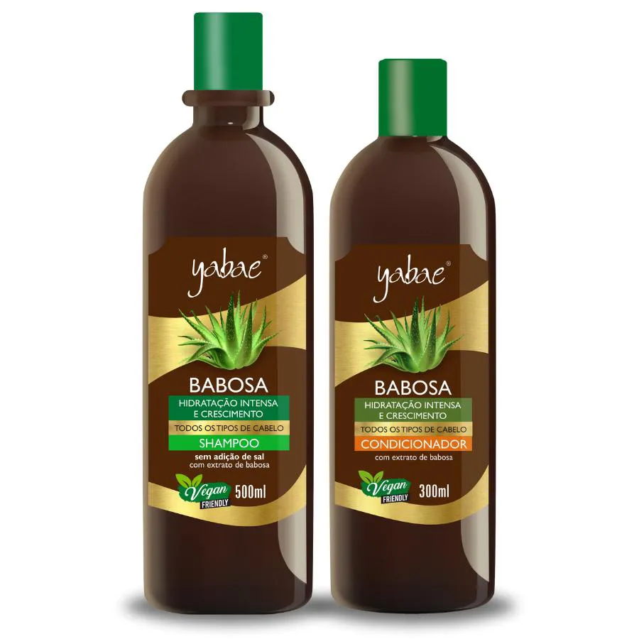 SHAMPOO E CONDICIONADOR BABOSA 500ML/300ML - YABAE - VEGANO