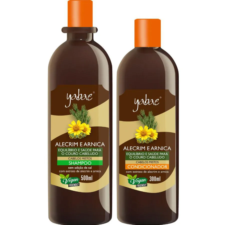 KIT SHAMPOO E CONDICIONADOR ALECRIM E ARNICA – SHAMPOO 500ML E CONDICIONADOR 300ML