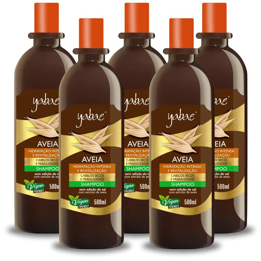 KIT SHAMPOO AVEIA – 5 UNIDADES DE 500ML - YABAE – VEGANO