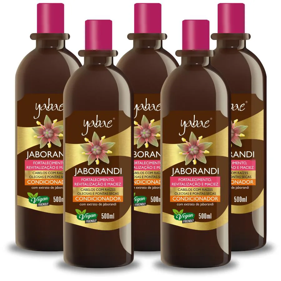CONDICIONADOR JABORANDI 500ML - 5 UNIDADES - YABAE - VEGANO 2500ML