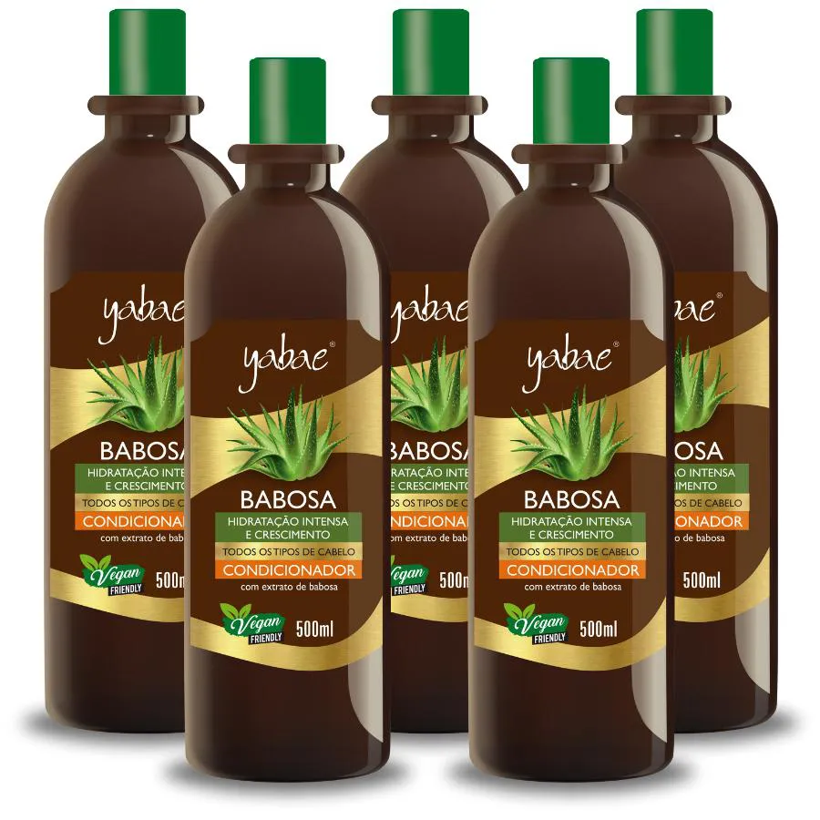 CONDICIONADOR BABOSA 500ML - 5 UNIDADES - YABAE - VEGANO 2500ML