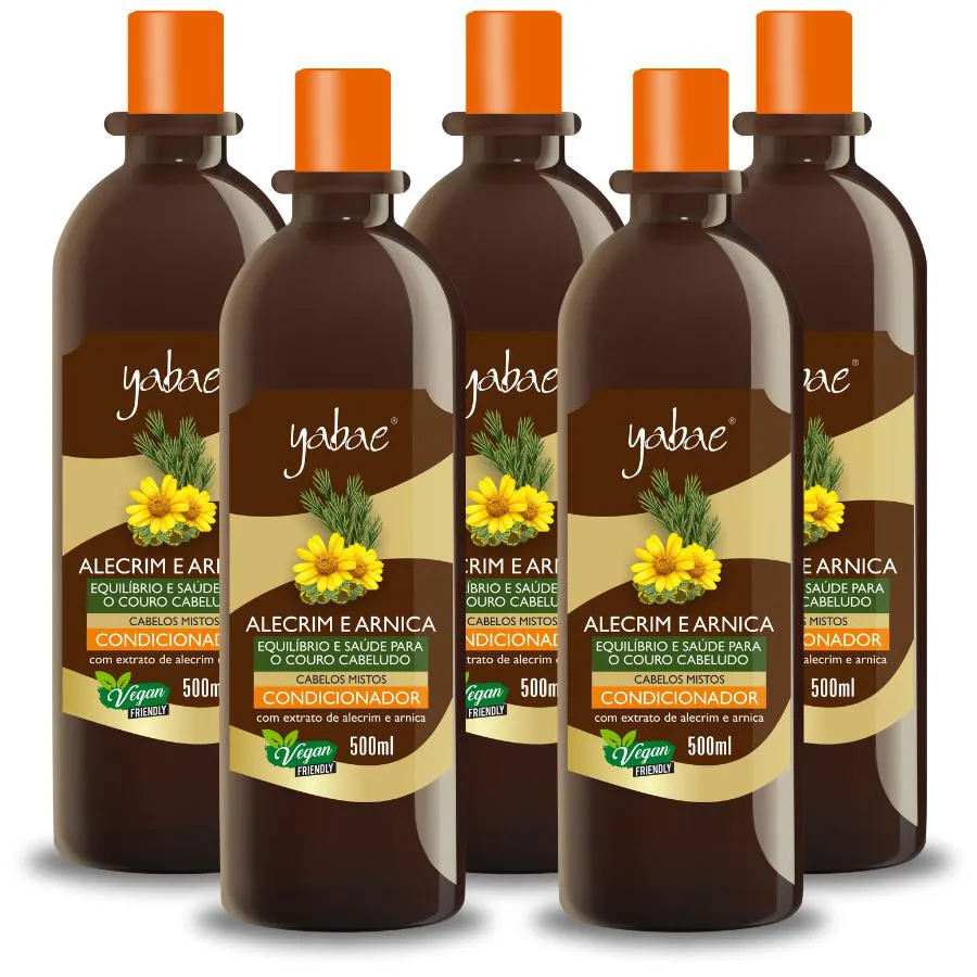 CONDICIONADOR ALECRIM E ARNICA – 5 UNIDADES DE 500ML - YABAE – VEGANO