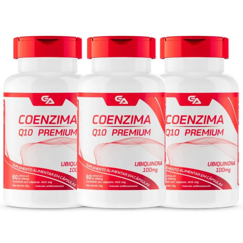 3 POTES COENZIMA Q10 PREMIUM 100MG + VITAMINA E - 60 CAPS