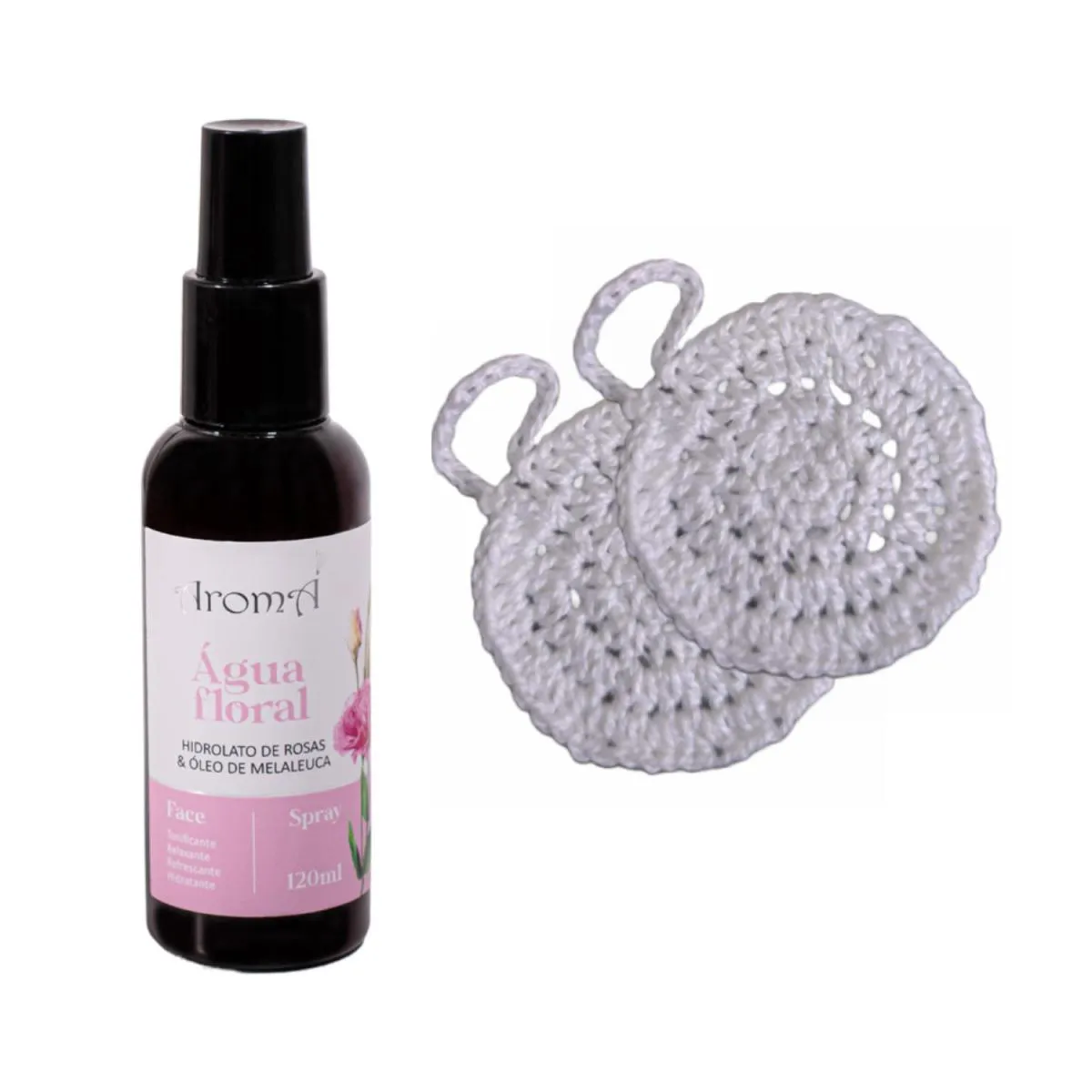 KIT ÁGUA FLORAL HIDROLATO DE ROSAS E MELALEUCA + 2 ECO PADS AROMá