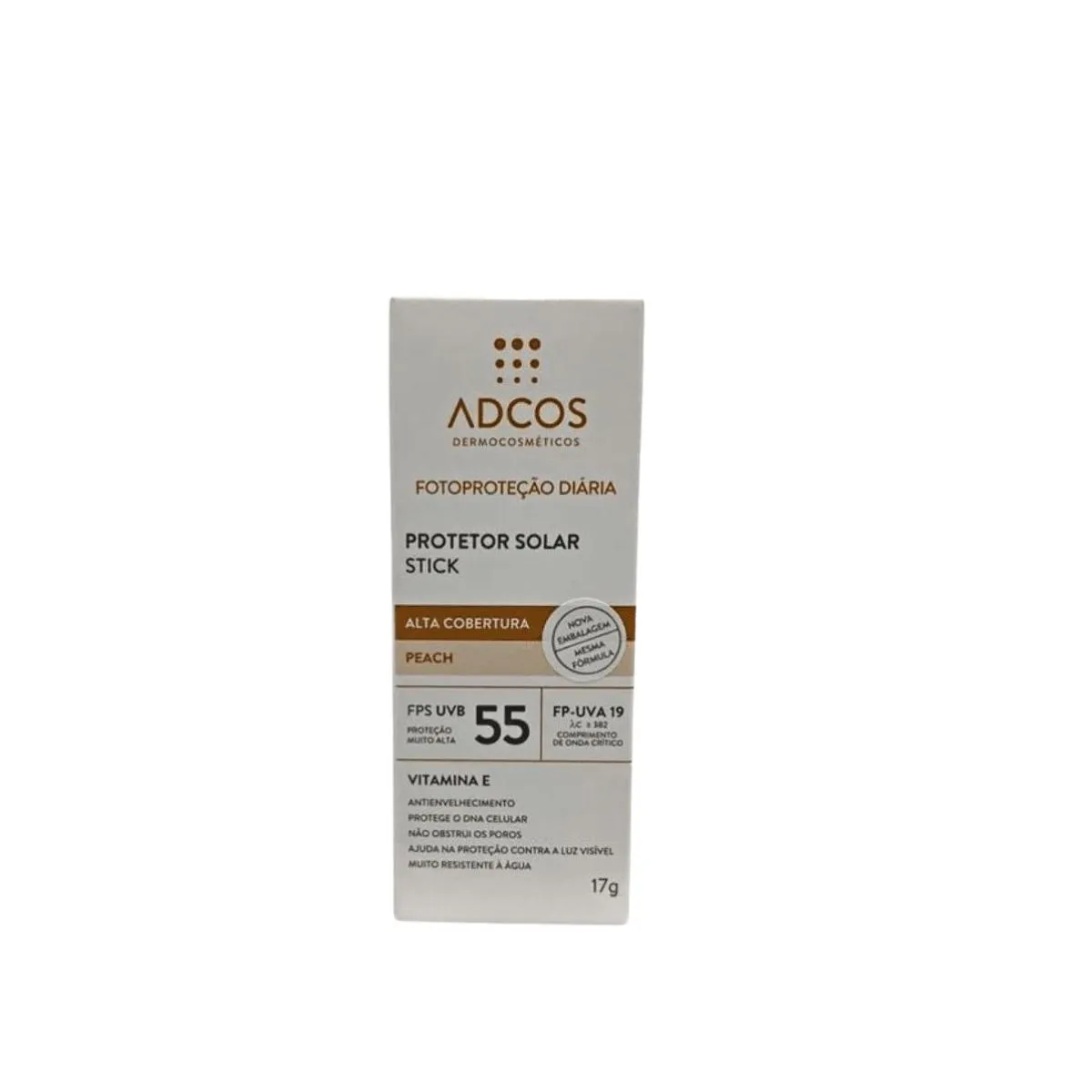 Protetor Solar Adcos Tonalizante Base Stick Peach Fps55 - 17G 