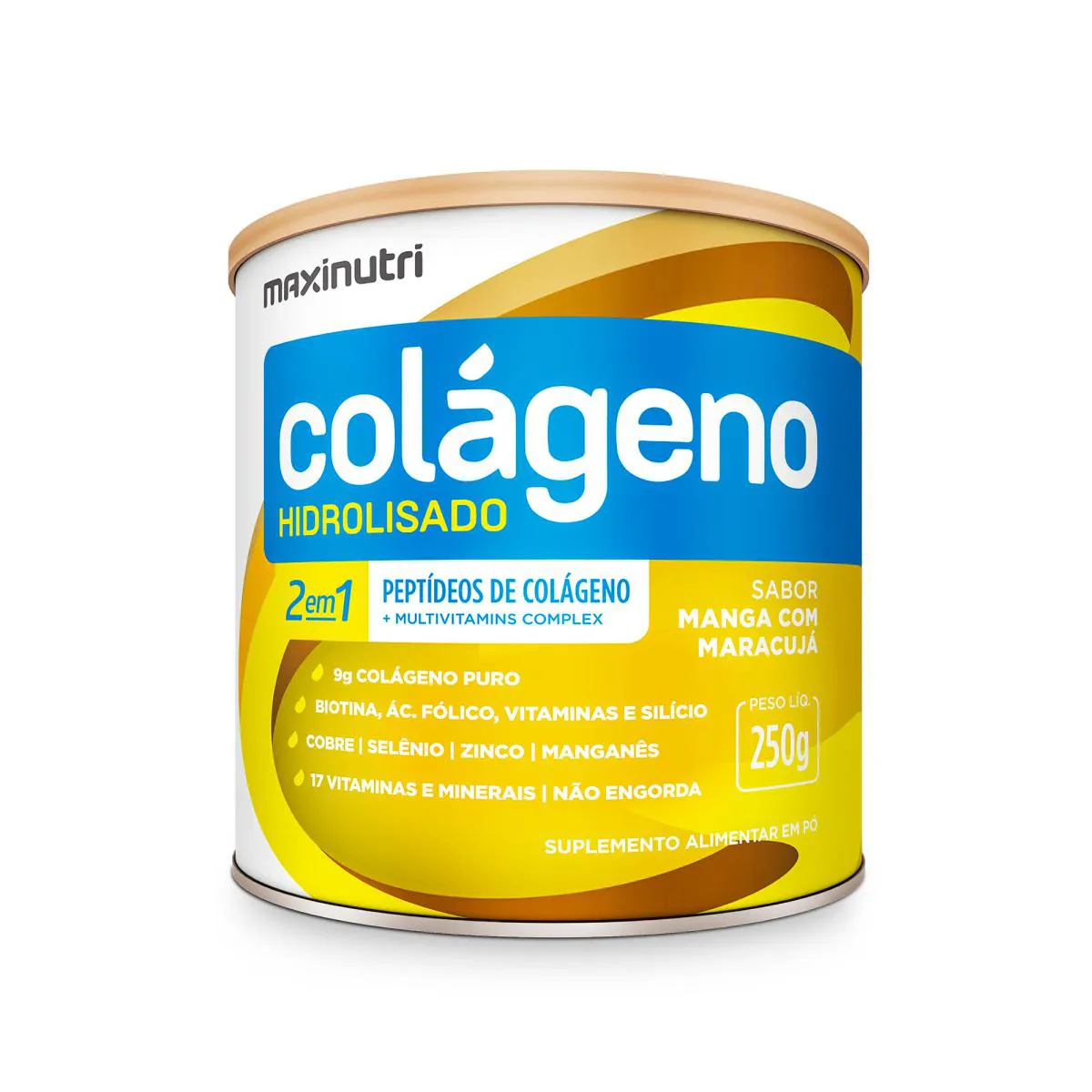 COLÁGENO PÓ HIDROLISADO 250G MAXINUTRI SABOR MARACUJA/MANGA