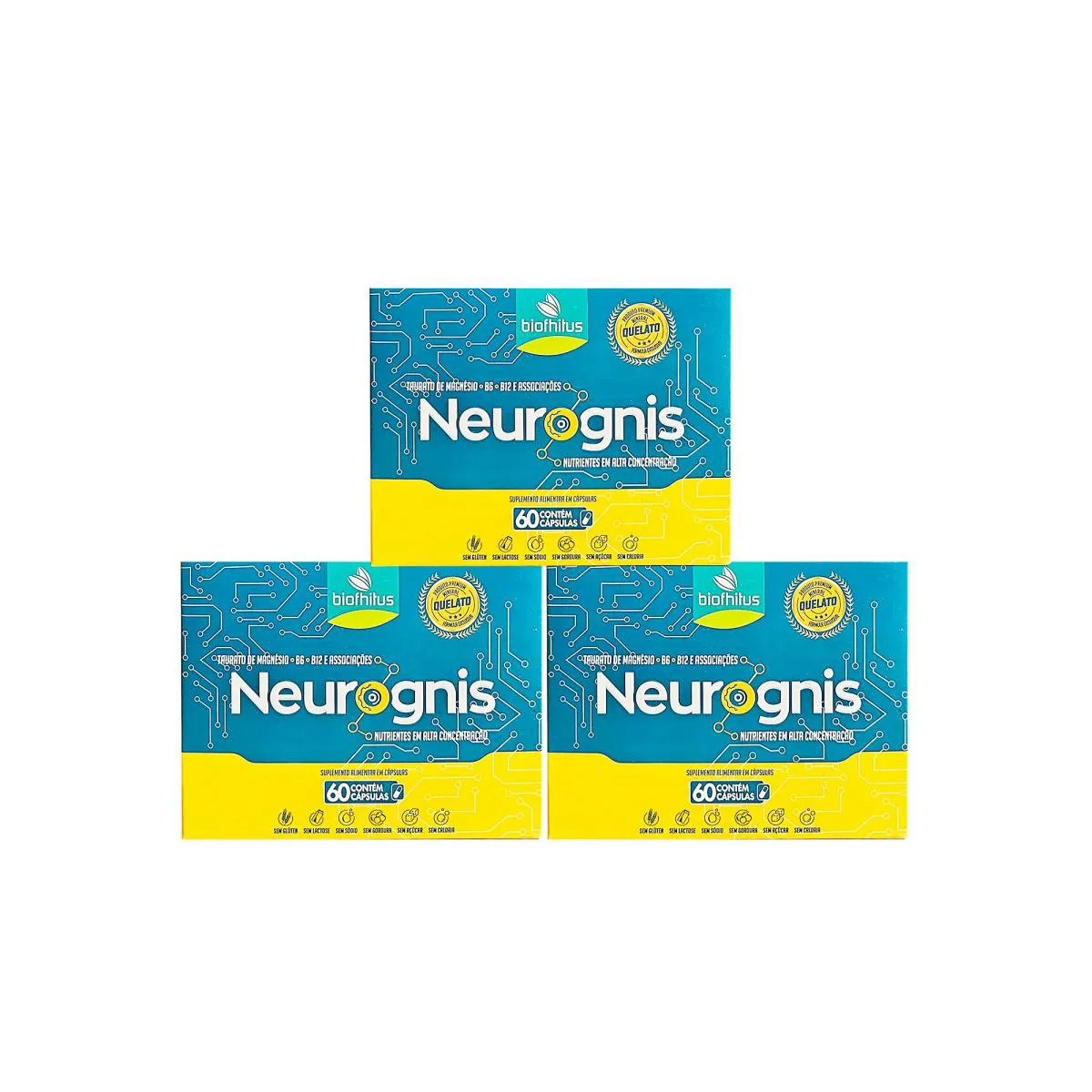 KIT 03 NEUROGNIS 60 CÁPS - MAGNÉSIO - B6 - B12