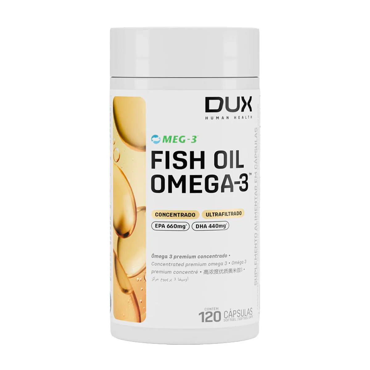 Ômega 3 Dux Fish Oil Sem Sabor 120 Cápsulas
