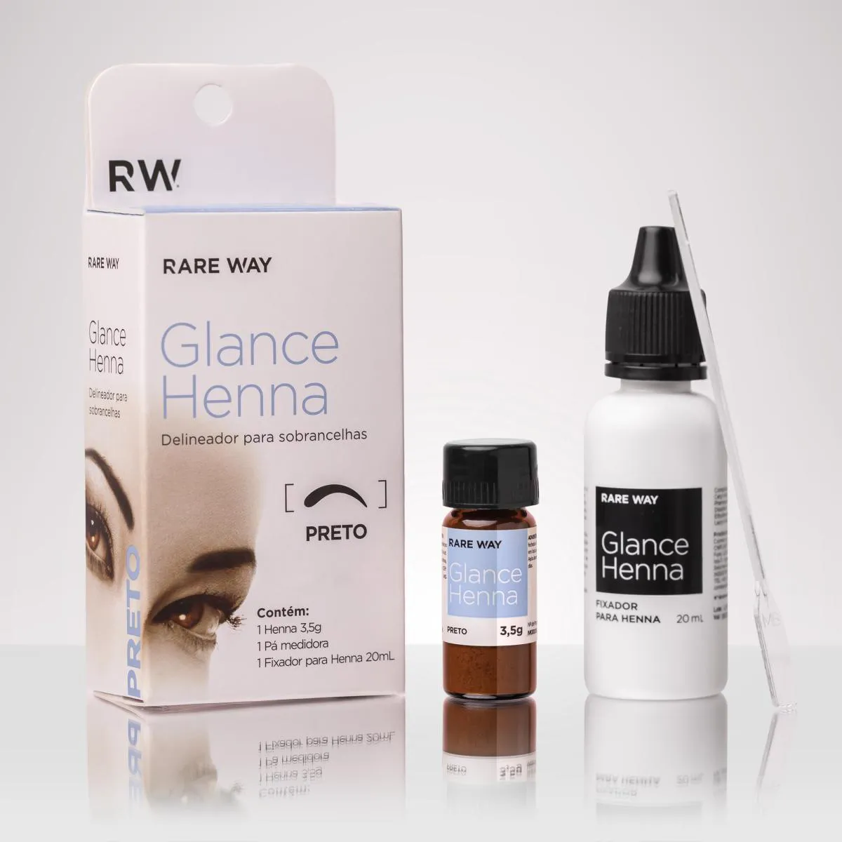 HENNA PARA SOBRANCELHA GLANCE RARE WAY - PRETO