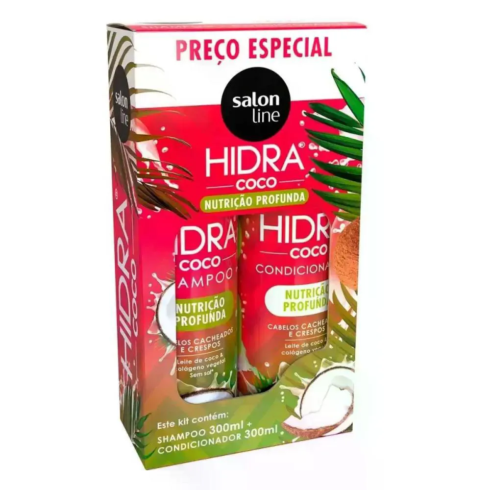 KIT SHAMPOO E CONDICIONADOR HIDRA COCO SALON LINE 300ML