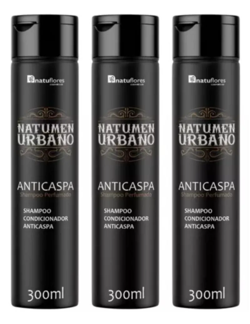 SHAMPOO CONDICIONADOR ANTICASPA 4X1 NATUMEN 300ML NATUFLORES KIT 3UND
