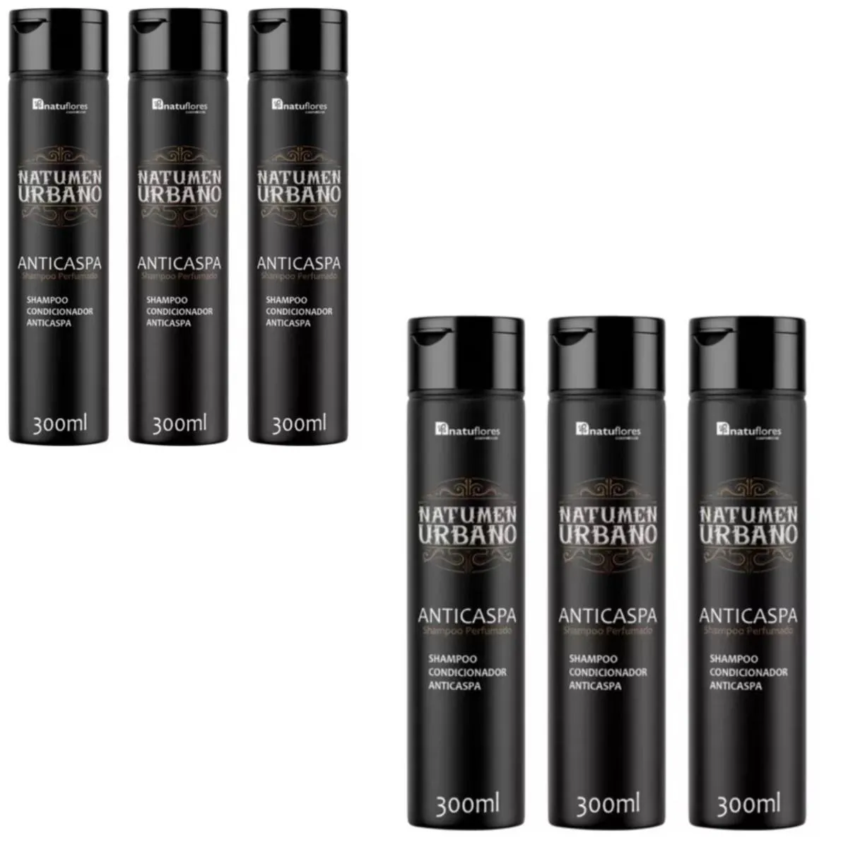 \SHAMPOO CONDICIONADOR ANTICASPA 4X1 NATUMEN 300ML NATUFLORES KIT 6UND