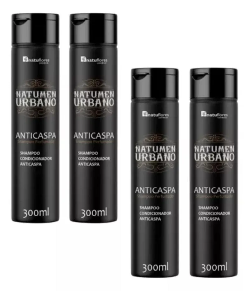 SHAMPOO CONDICIONADOR ANTICASPA 4X1 NATUMEN 300ML NATUFLORES KIT 4UND