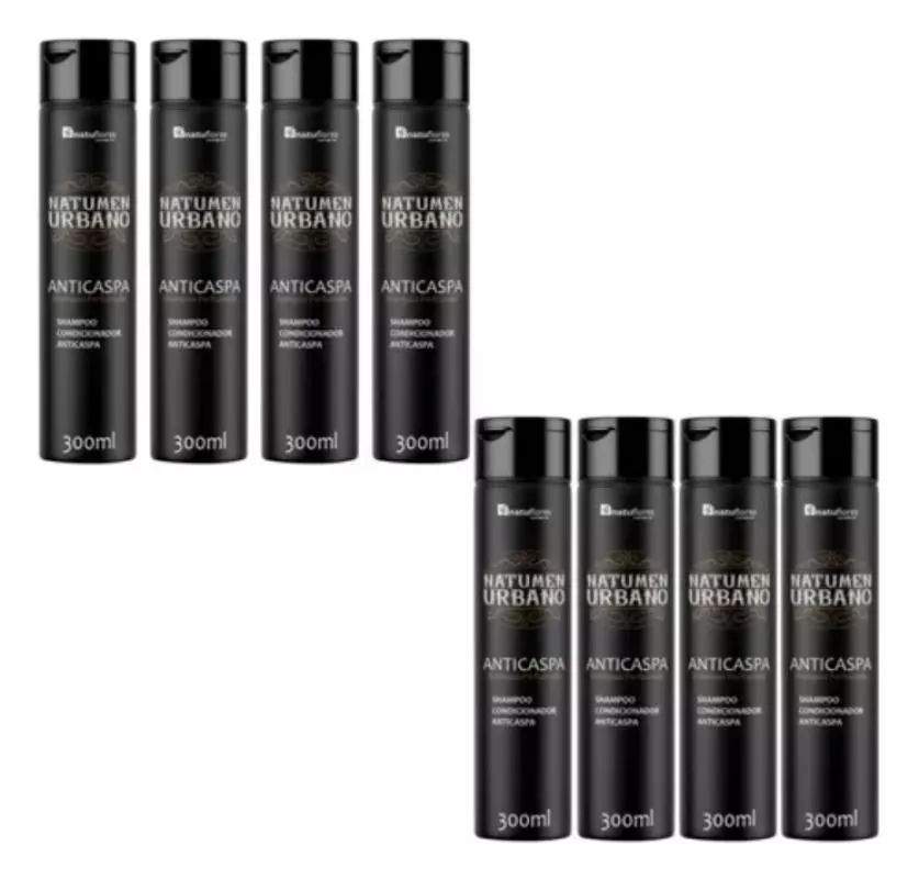 SHAMPOO CONDICIONADOR ANTICASPA 4X1 NATUMEN 300ML NATUFLORES KIT 8UND