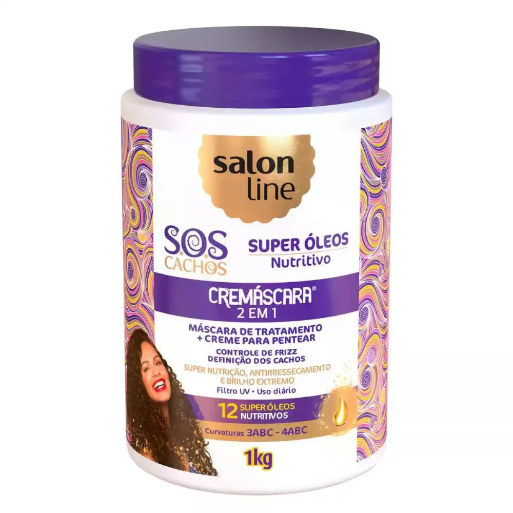 MáSCARA 2 EM 1 SOS CACHOS SUPER OLEOS SALON LINE 1KG