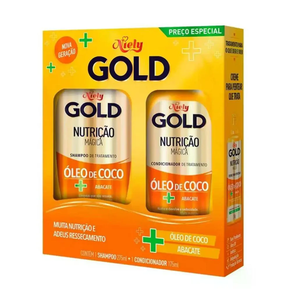 KIT SHAMPOO + CONDICONADOR ÓLEO DE COCO NIELY GOLD 450ML